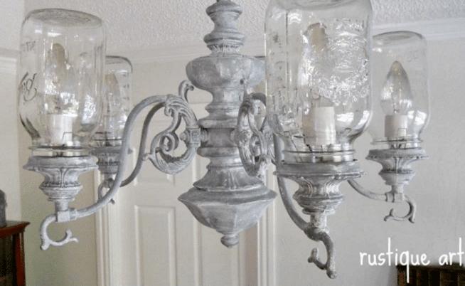 Rustic mason Jar Chandelier, an idea worth trying before buying something new and a quick idea that comes together fast