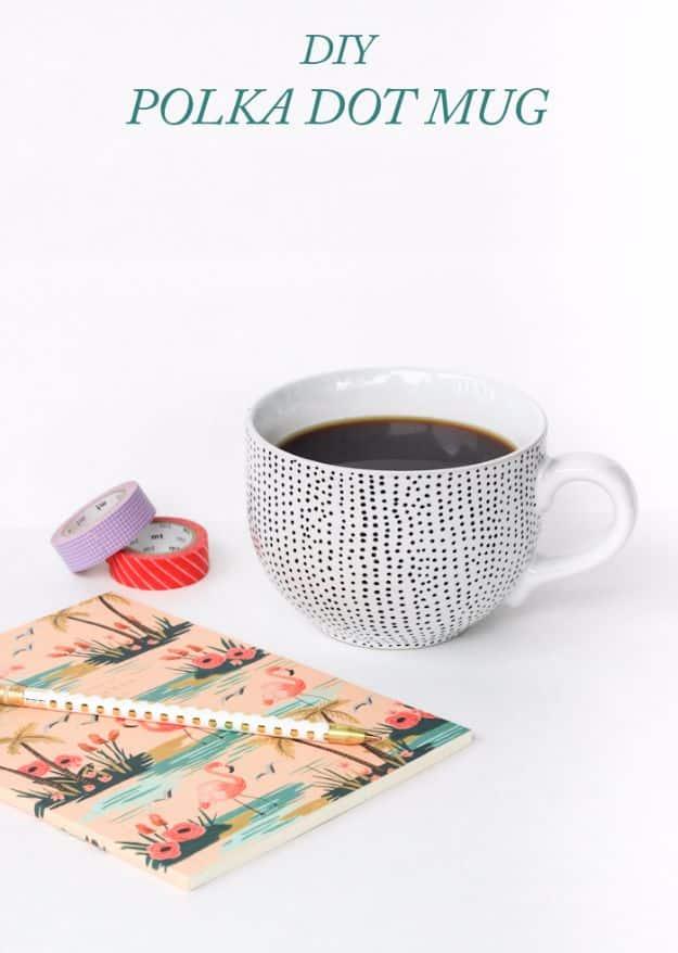 DIY Polka Dot Mug, a custom drinkware idea, easy to scale up for a whole batch and a keepsake worth handing down