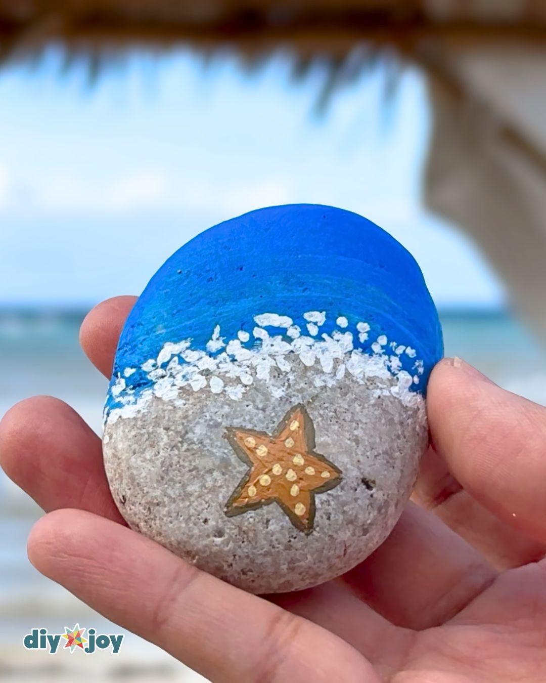 Beach Rock Painting — how to paint the beach on rocks