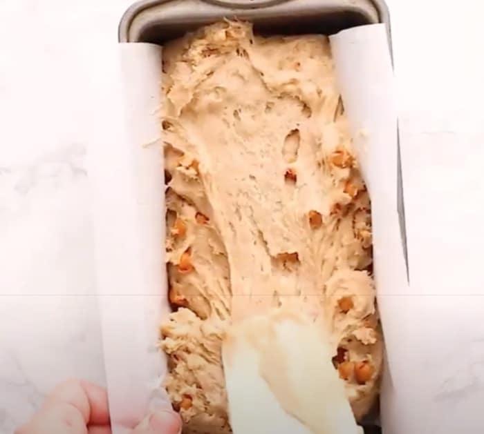 Line A Loaf Pan With Parchment Paper To Make Snickerdoodle Bread