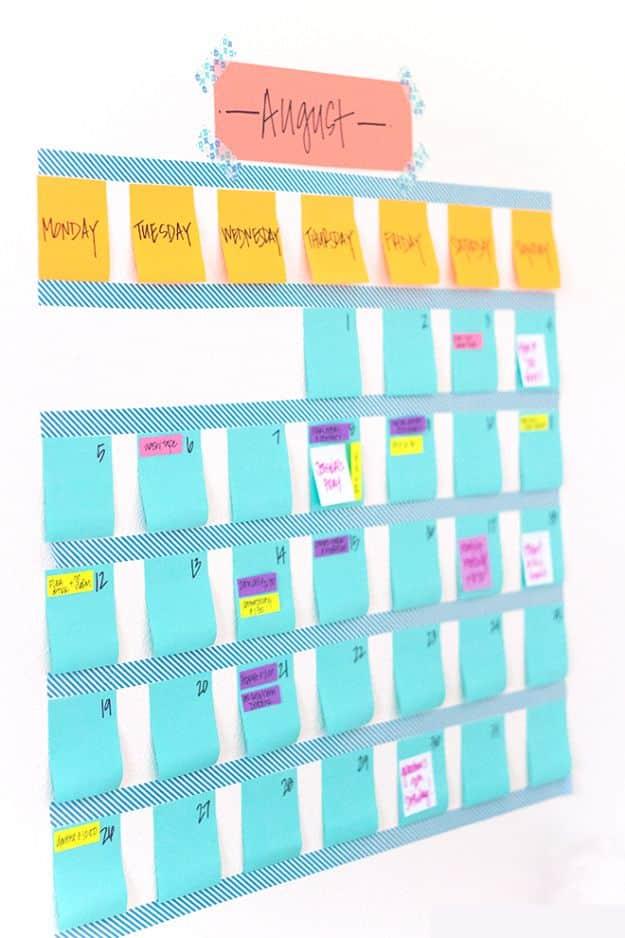 Washi Tape Calendar, a pretty handmade piece that also keeps you organized and an easy weekend project for the home office