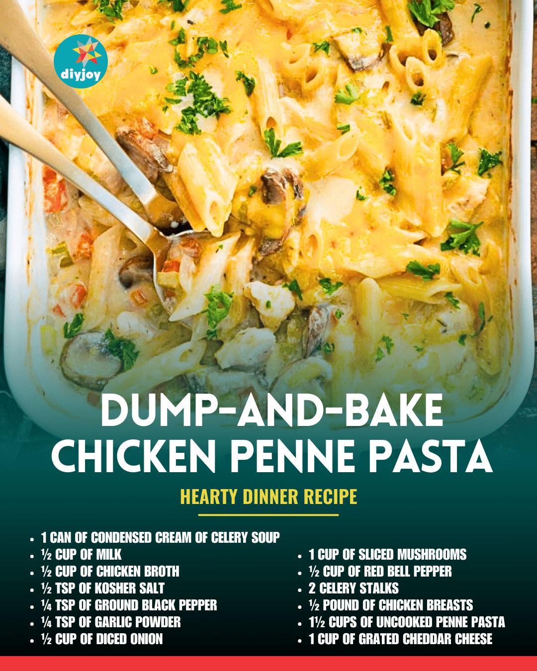 Easy Dump-And-Bake Chicken Penne Pasta Recipe