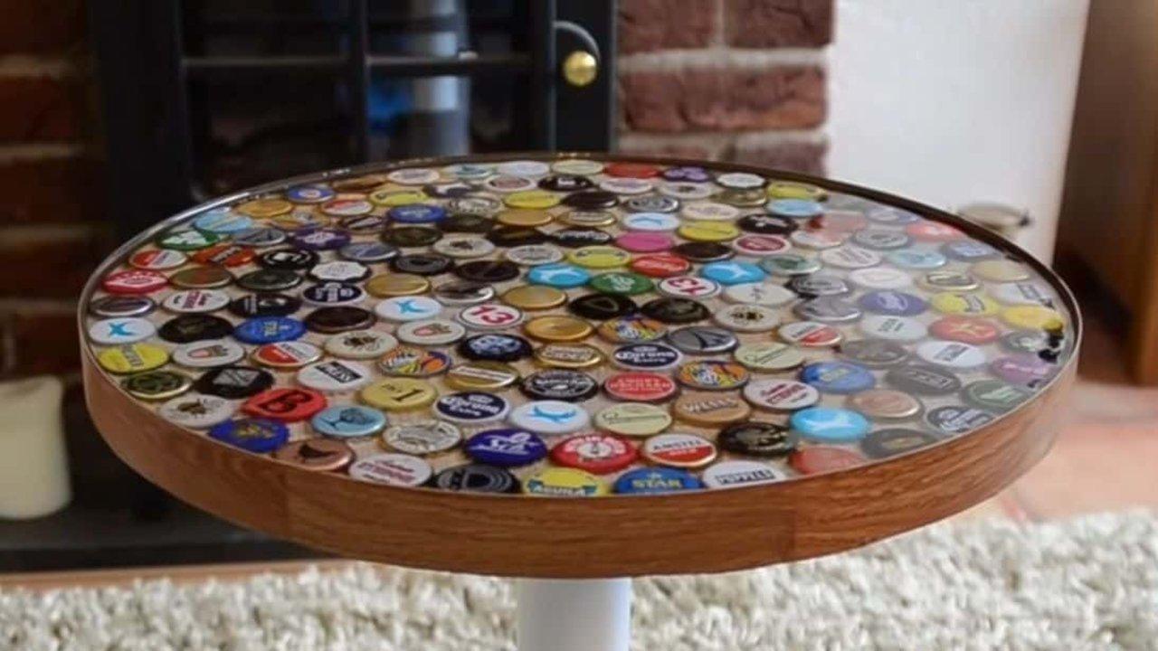 Easy DIY Beer Bottle Cap Table Tutorial