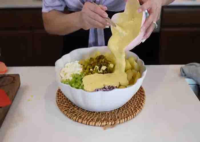 Tossing the potato salad
