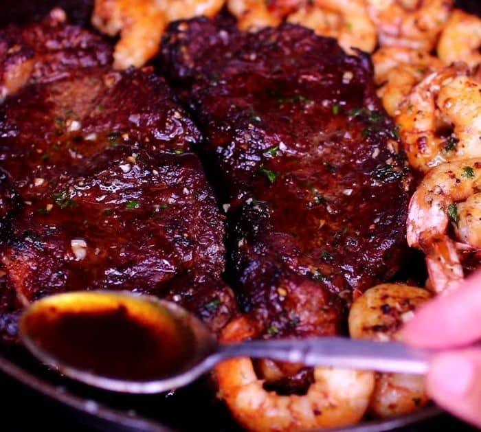 Easy To Make Garlic Butter Steak And Shrimp