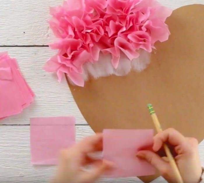 Learn to make a a quick easy DIY Tissue Paper Heart Craft for Valentines Day