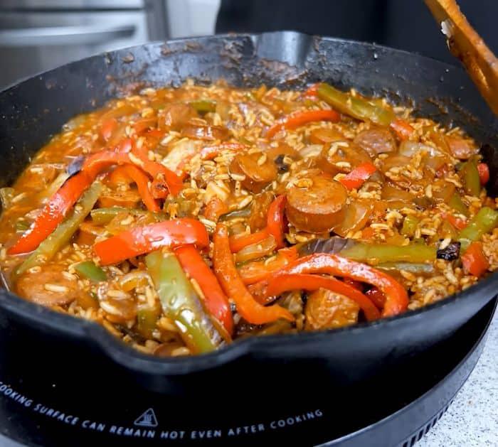 How to Make Sausage Pepper and Rice Skillet