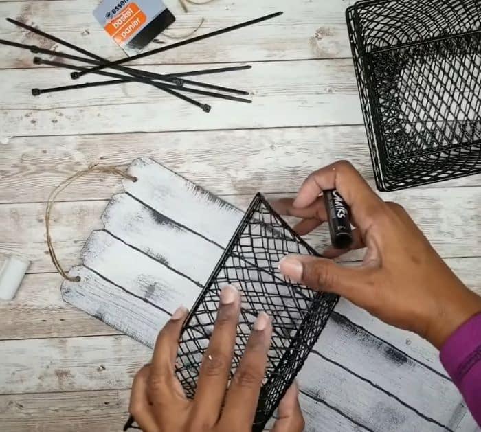 DIY Dollar Tree 3 Basket Hanging Shelf Decor Project