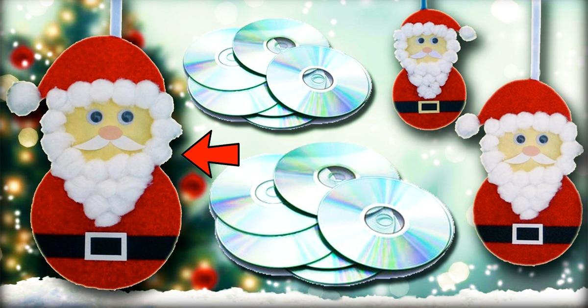 DIY Santa Claus Wall Hanging Using CDs