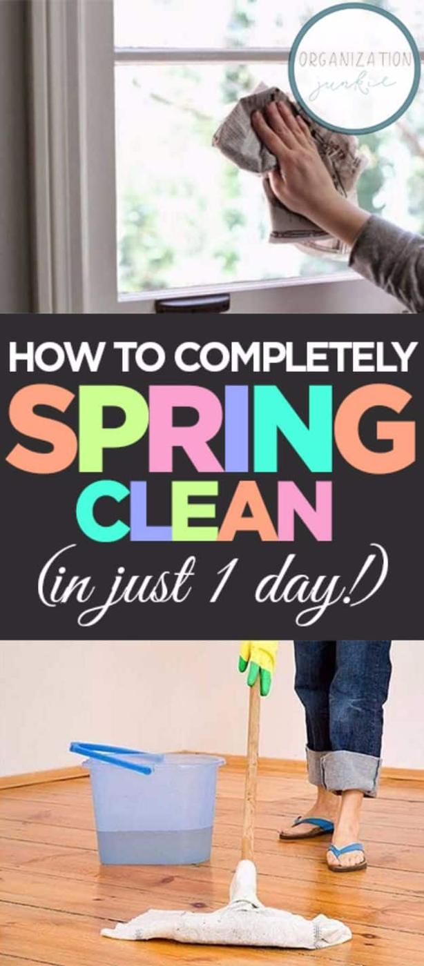 Completely Spring Clean In One Day, simple enough to remember without writing it down and one less thing to dread doing later