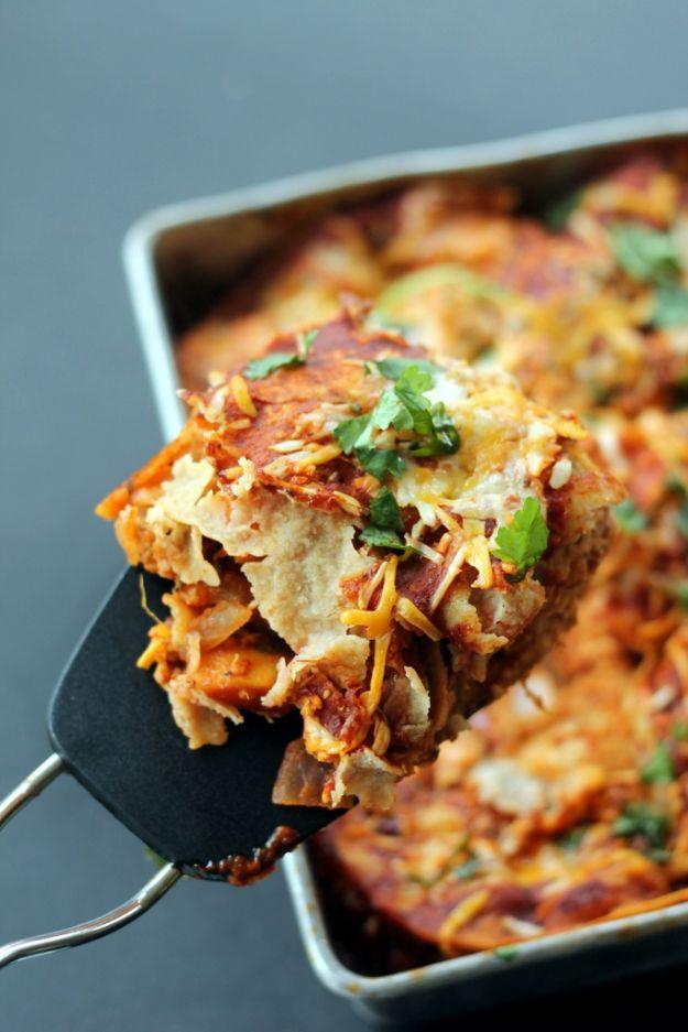 Layered BBQ Chicken & Sweet Potato Enchilada Casserole, a popular choice on this list and worth trying at your next gathering
