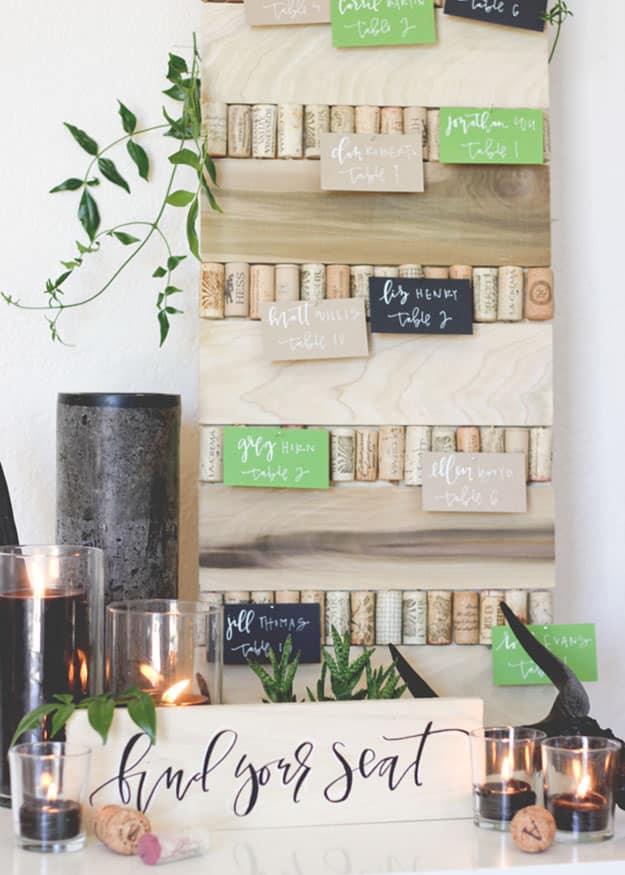 Wine Cork Crafts for DIY Wedding Decor - DIY Cork Board for Wedding Table Numbers - DIY Projects & Crafts by Sueeye #crafts