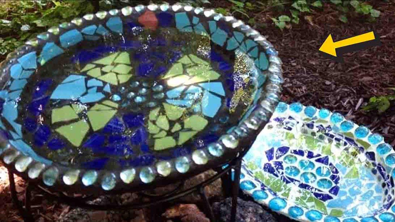 DIY Mosaic Bird Bath Tutorial