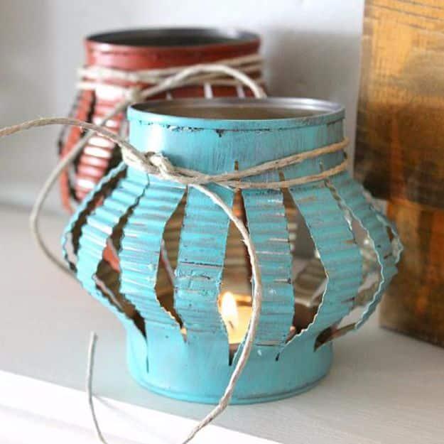 Rustic Tin Can Tea Lights, simple enough for a first try at the craft and warmth that a plain corner was missing