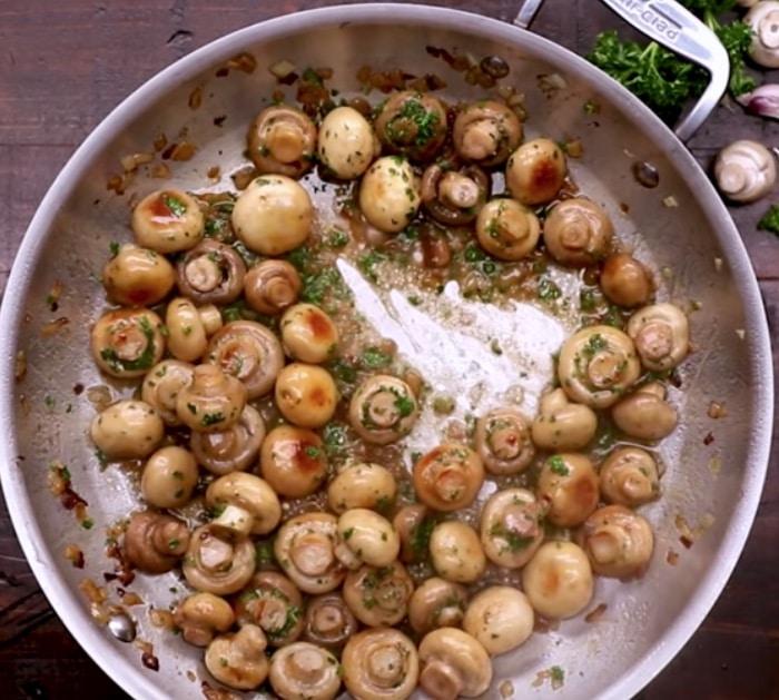 Make buttery garlic mushrooms to eat with a rib eye steak