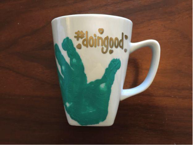 DIY Handprint Mug, simple enough for a first try at the craft and a result that outshines anything mass produced