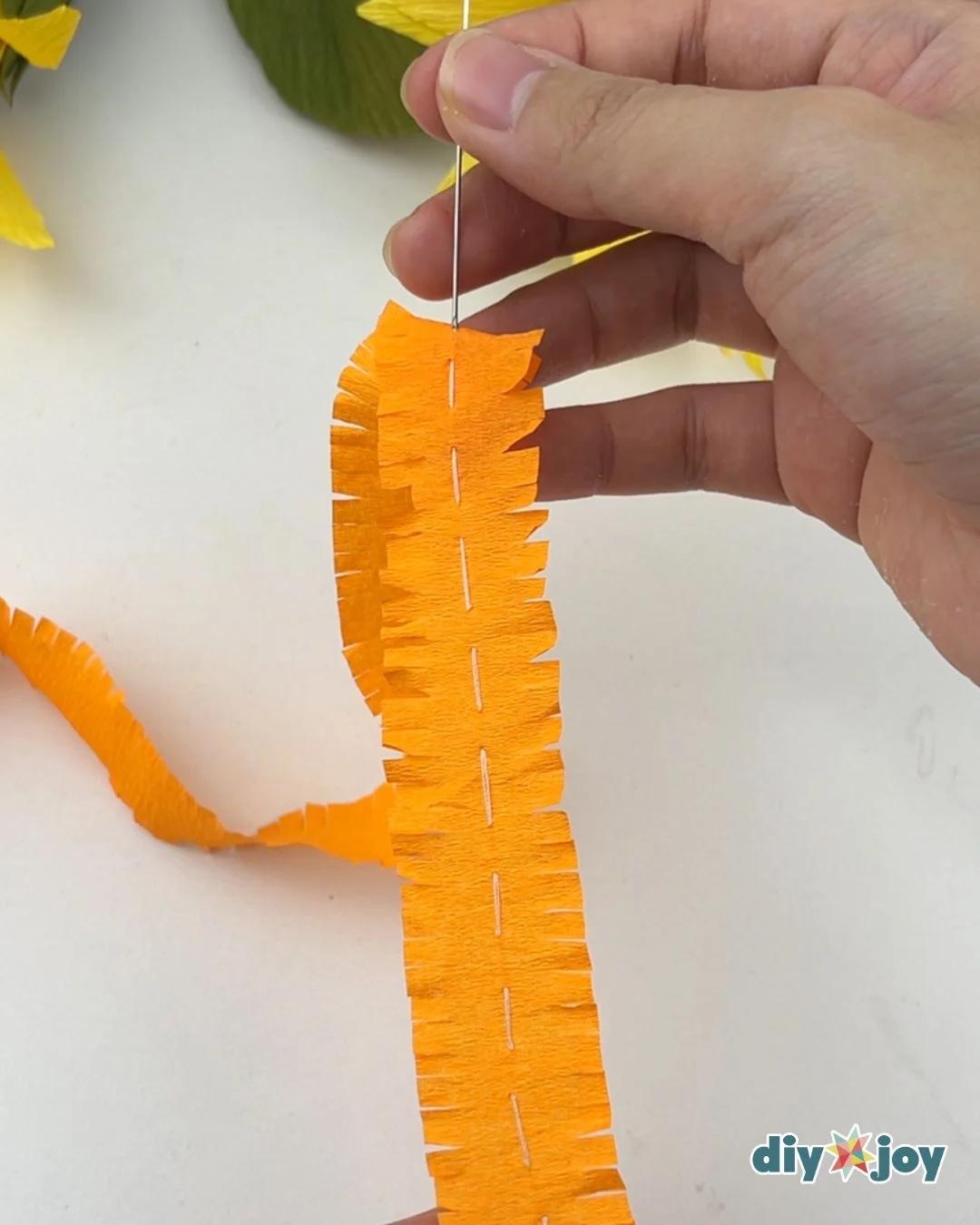 Easy Marigold Garland Using Crepe Paper Streamers - marigold flower tutorial