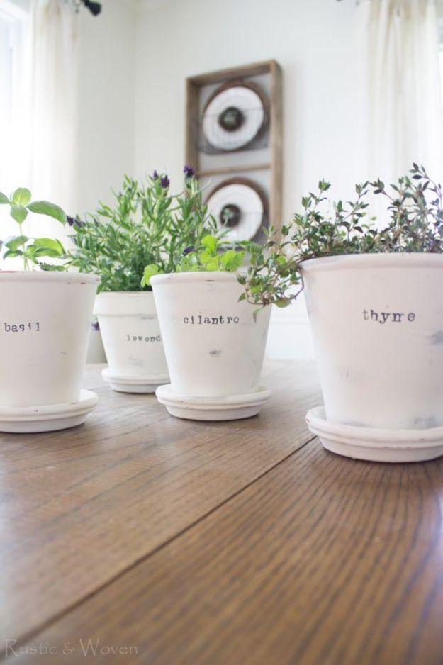 Chalk Painted Herb Planters, simple to scale to fit almost any space and a clever way to use what you already own