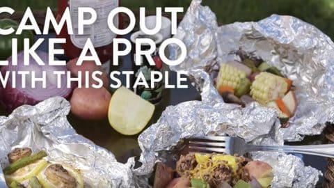 A full camp out meal packed into one foil packet for an easy one pan dinner cooked right over the fire
