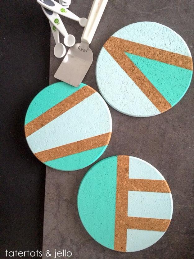 Easy Color Blocked Coaster Trivet DIY, a handmade tabletop find, a beginner friendly build with no special tools required