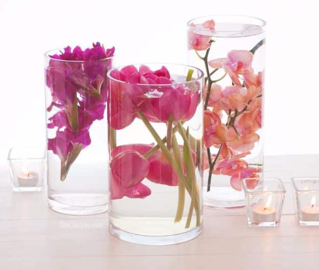 Submerged Flower Centerpiece, an easy project that still looks professionally styled and worth the little effort