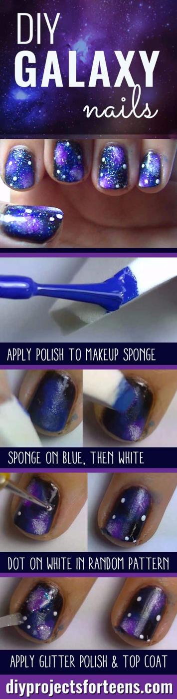 DIY Galaxy Nails, a fun quick nail art idea worth trying at home and one worth bookmarking from this list