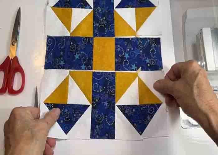 Assembling the downtown quilt block