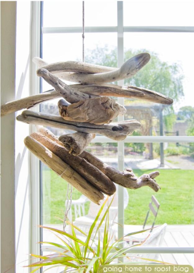 DIY Driftwood Wind Chime, compact enough to knock out at the kitchen table and a showpiece guests linger over