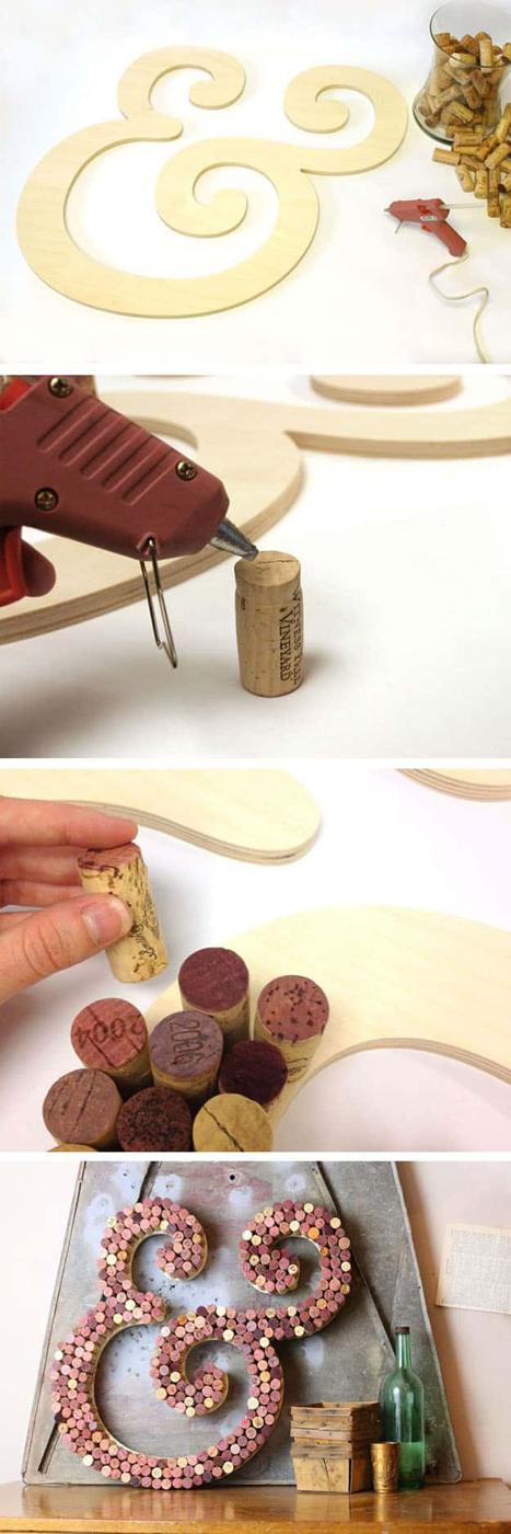 Easy Wine Cork DIY Wall Decor Projects - Wine Cork Letters - DIY Projects & Crafts by Sueeye at