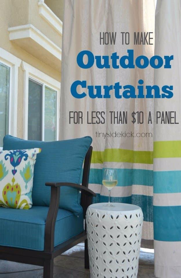 How to Make Outdoor Curtains, a creative way to add color to the outdoor space and perfect for summer evenings on the porch