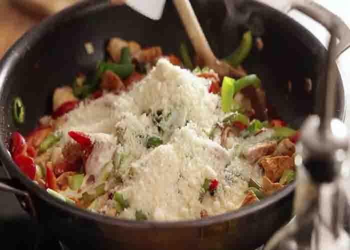 Cooking the buffalo chicken pasta