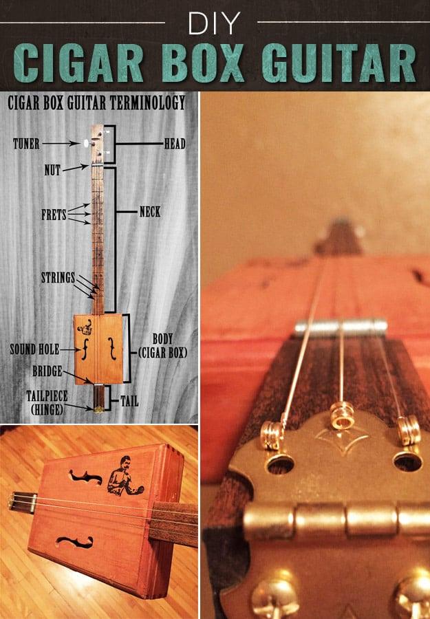 Awesome Crafts for Men and Manly DIY Project Ideas Guys Love - Fun Gifts, Manly Decor, Games and Gear. Tutorials for Creative Projects to Make This Weekend | Make a Cigar Box Guita