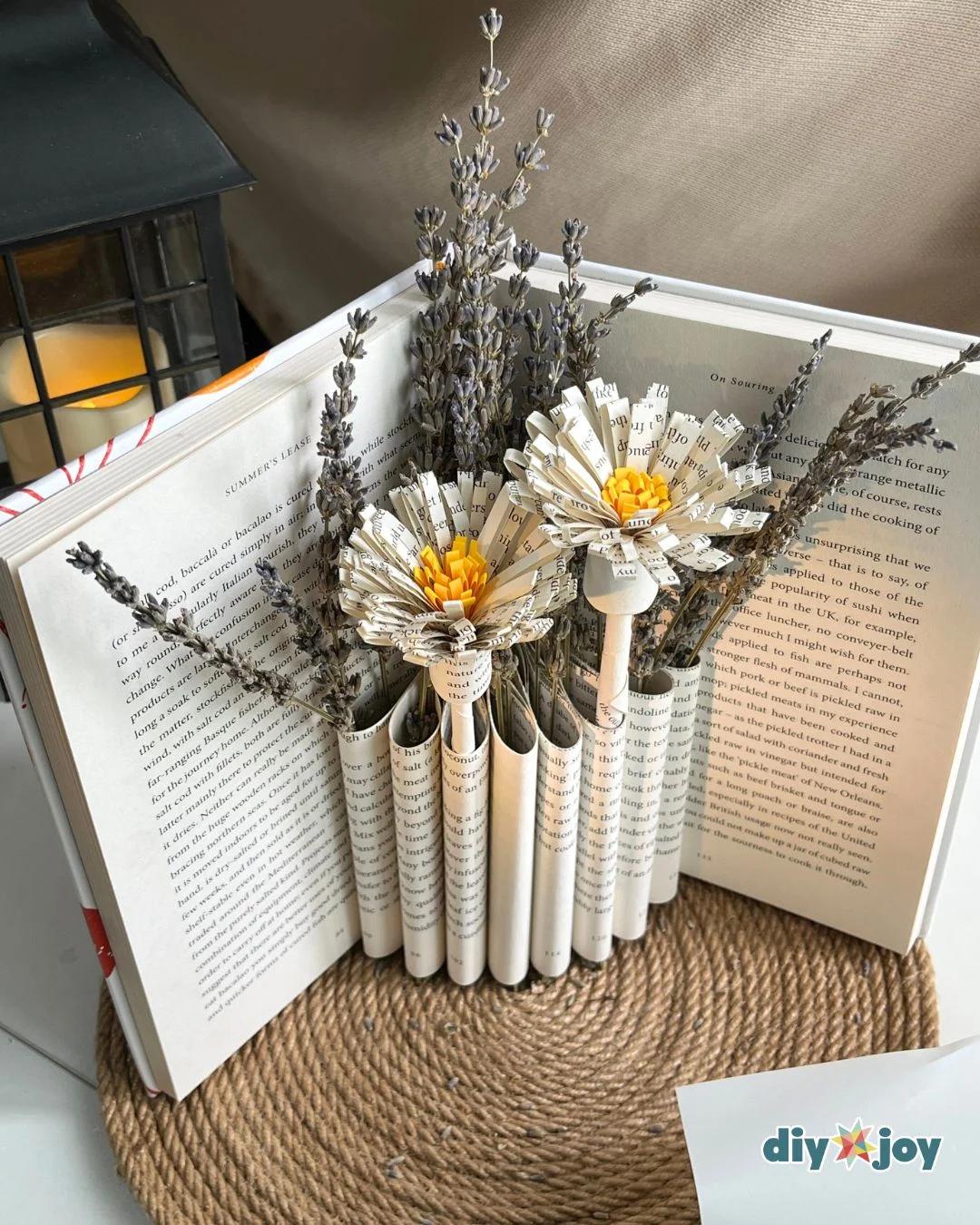 Book Flower Vase — repurposed book crafts