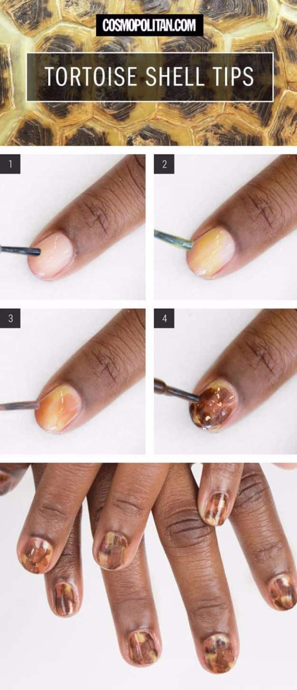 Tortoise Shell Tips, a fun nail painting idea to try at home and an easy DIY manicure technique and the results are worth it