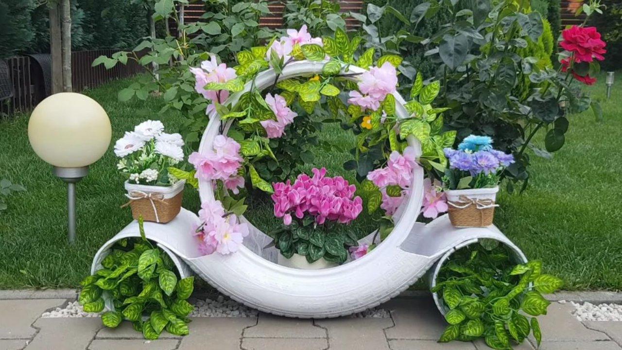 Transform An Old Car Tire Into A Pretty Planter