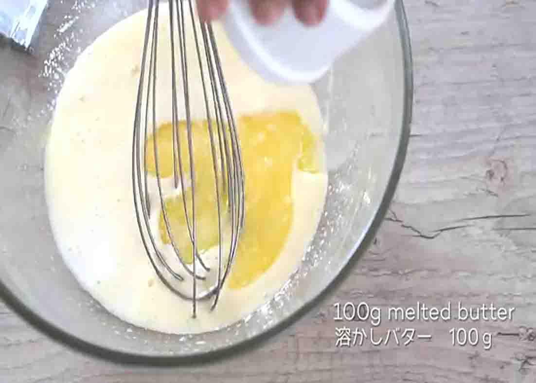 Combining the ingredients for the nutella chocolate muffin recipe