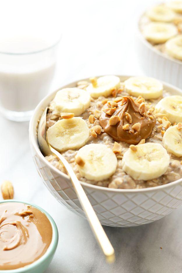 Recipes for Clean Eating - Peanut Butter Banana Overnight Oats - Raw and Whole Foods, Unprocessed Meal and Snack Ideas for Lunch and Dinner - Fresh, Healthy Foods and Recipe Ideas