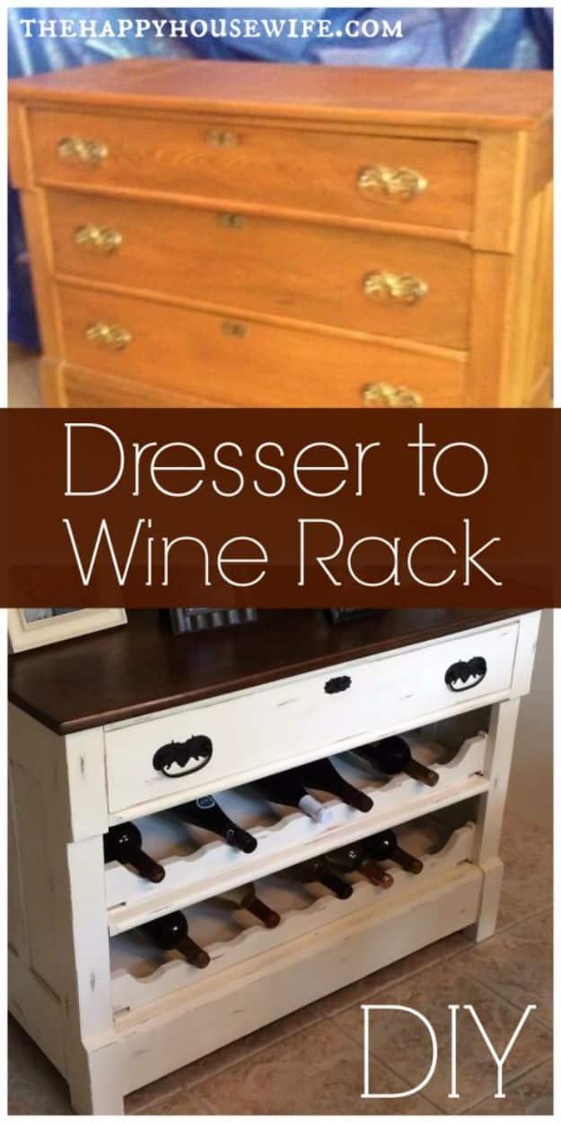 Dresser to Wine Rack DIY, an idea worth saving for later and a creative way to give an old piece new life