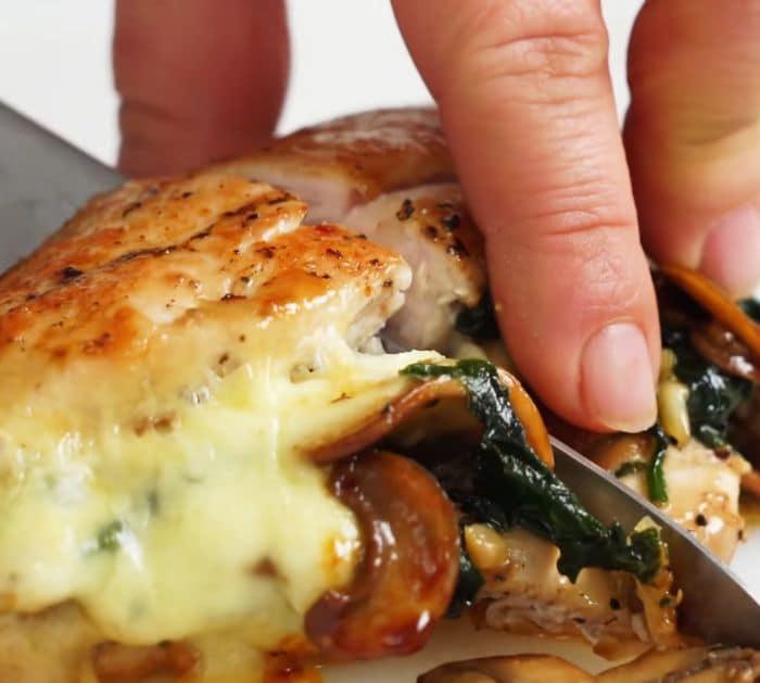 How To Make Cheesy Spinach & Mushroom Stuffed Chicken Breast