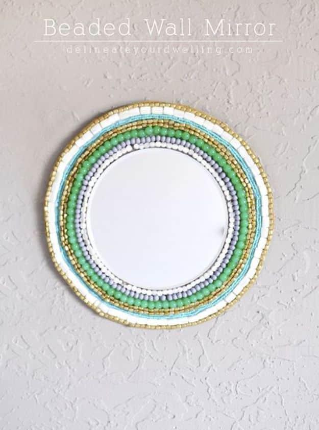 Beaded Wall Mirror, quick to put together in an afternoon and a clever way to reuse scraps you already have