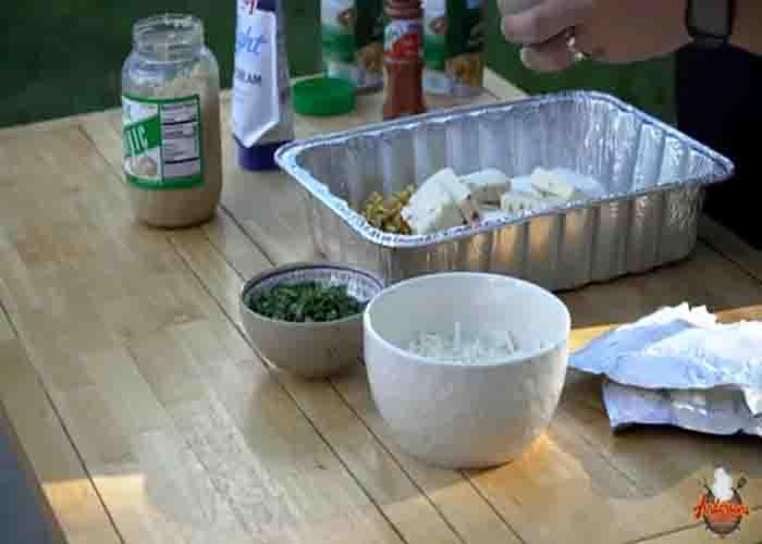 Prepping the smoked street corn dip