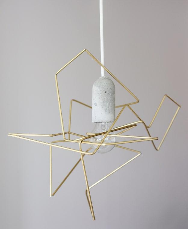 DIY Projects Made With Concrete - DIY Concrete Geometric Lampshade - Quick and Easy DIY Concrete Crafts - Cheap and creative countertops and ideas for floors, patio and porch decor