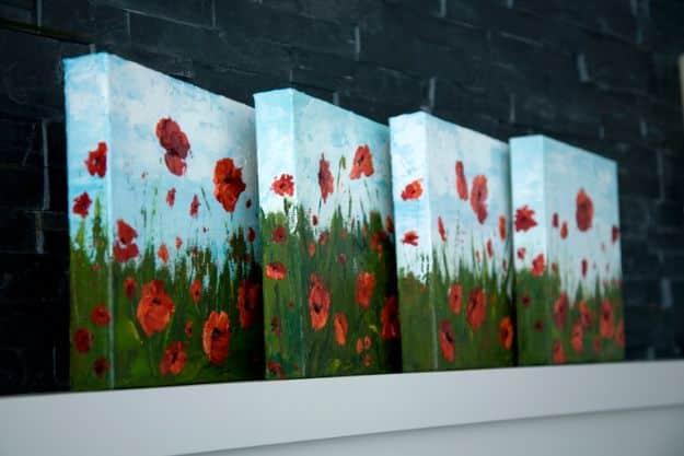 Acrylic Painting Tutorials and Techniques - Paint Poppy Flowers With Acrylic Paint And A Palette Knife - How To Paint With Acrylic Paint- DIY Acrylic Painting Ideas on Canvas - Mak