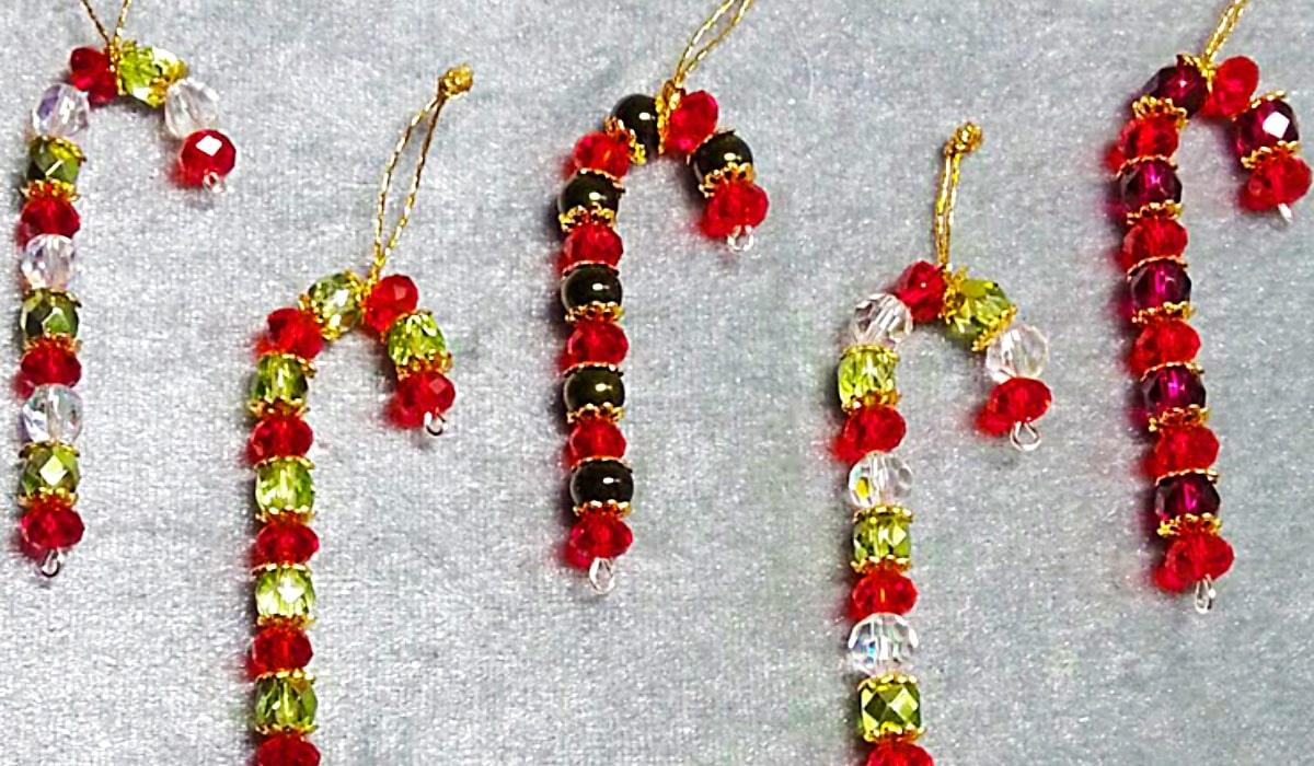 DIY Miniature Jewel Candy Cane Ornaments
