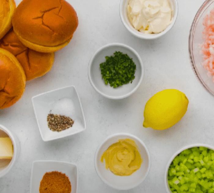 Ingredients for Shrimp Salad Sandwich
