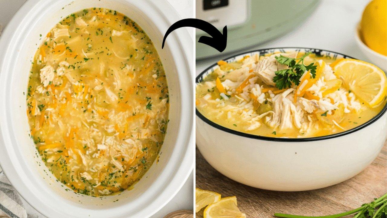 Easy Crockpot Lemon, Chicken, and Rice Soup Recipe