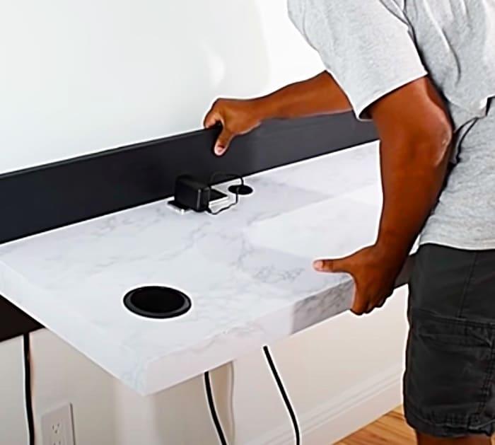 How to mount an ultra modern built in desk to the wall.