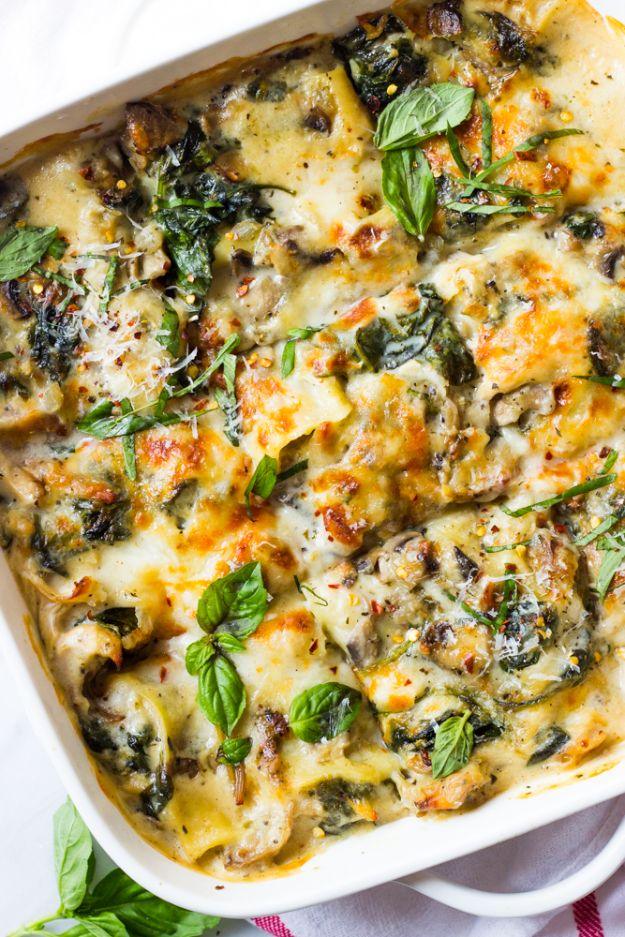 Chicken Mushroom and Spinach Lasagna, quick enough for a busy day in the kitchen and a dish that always gets seconds