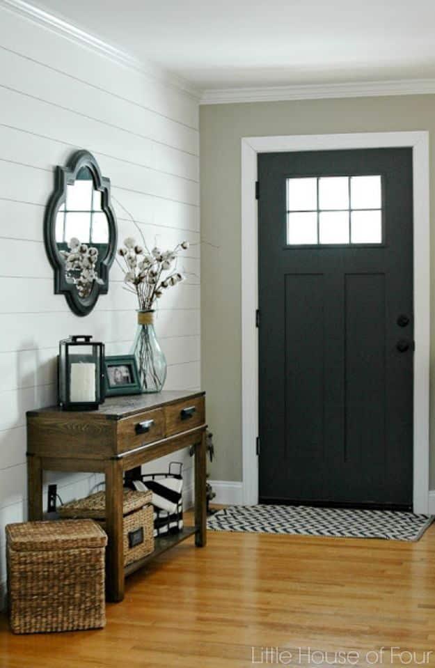 DIY Entryway Plank Wall, simple to scale to fit almost any space and something that looks far pricier than it was