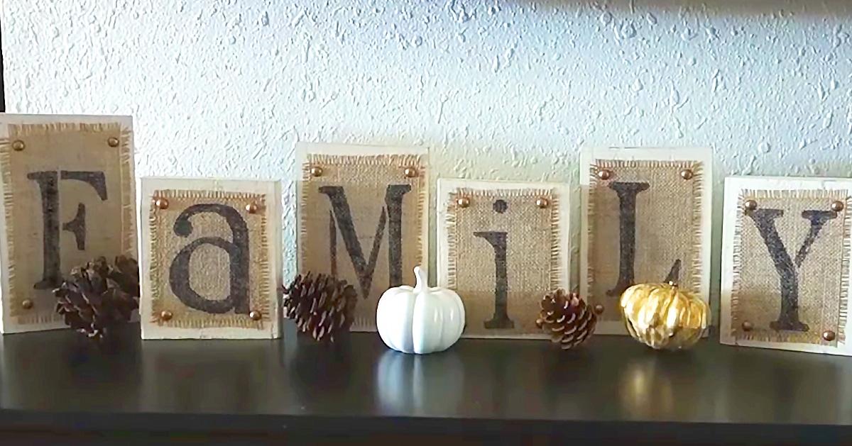 DIY Burlap Transfer Letter Blocks